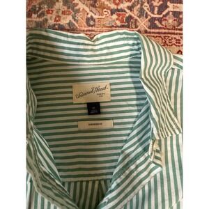 Universal Thread Green White Striped Oversized Button Down Shirt XS Womens